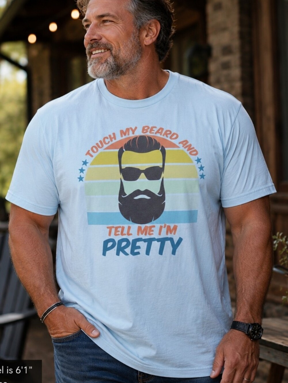 Bella+Canvas 3001 Funny Beard T-Shirt NWT 3XL Touch My Beard Tell Me I'm Pretty